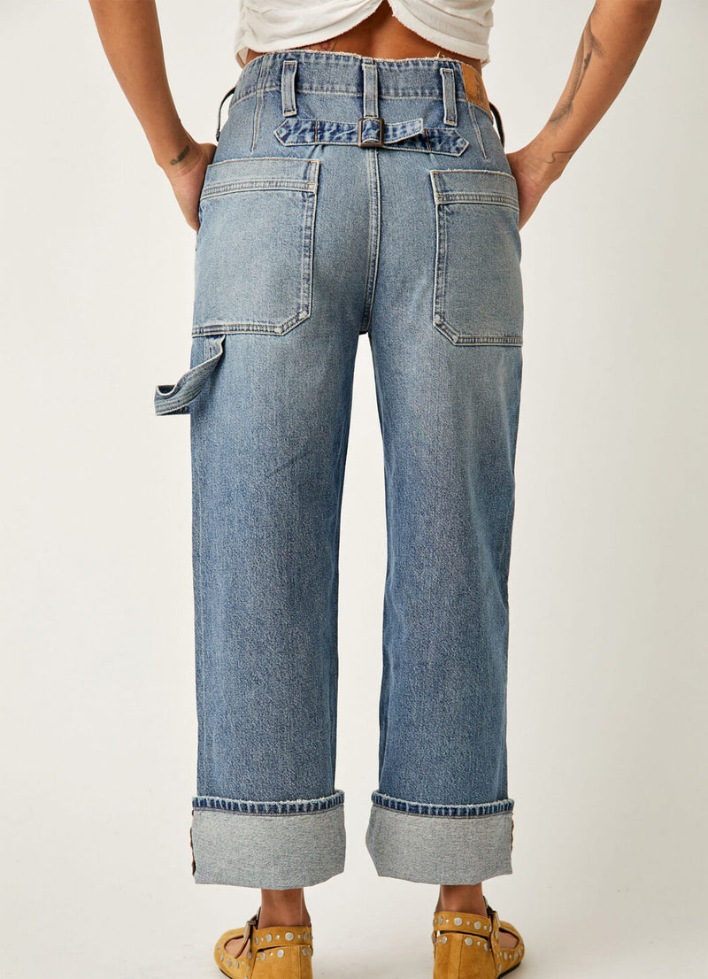 Free People Major Leagues Mid Rise Cuffed Jeans