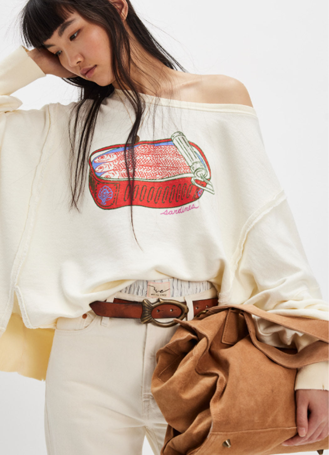 Free People Graphic Camden Sweatshirt in Sardine Combo – Details