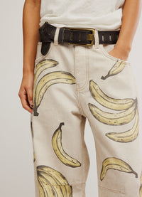 Free People Good Luck Printed Barrel Jeans