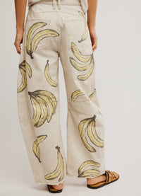Free People Good Luck Printed Barrel Jeans