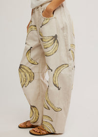 Free People Good Luck Printed Barrel Jeans