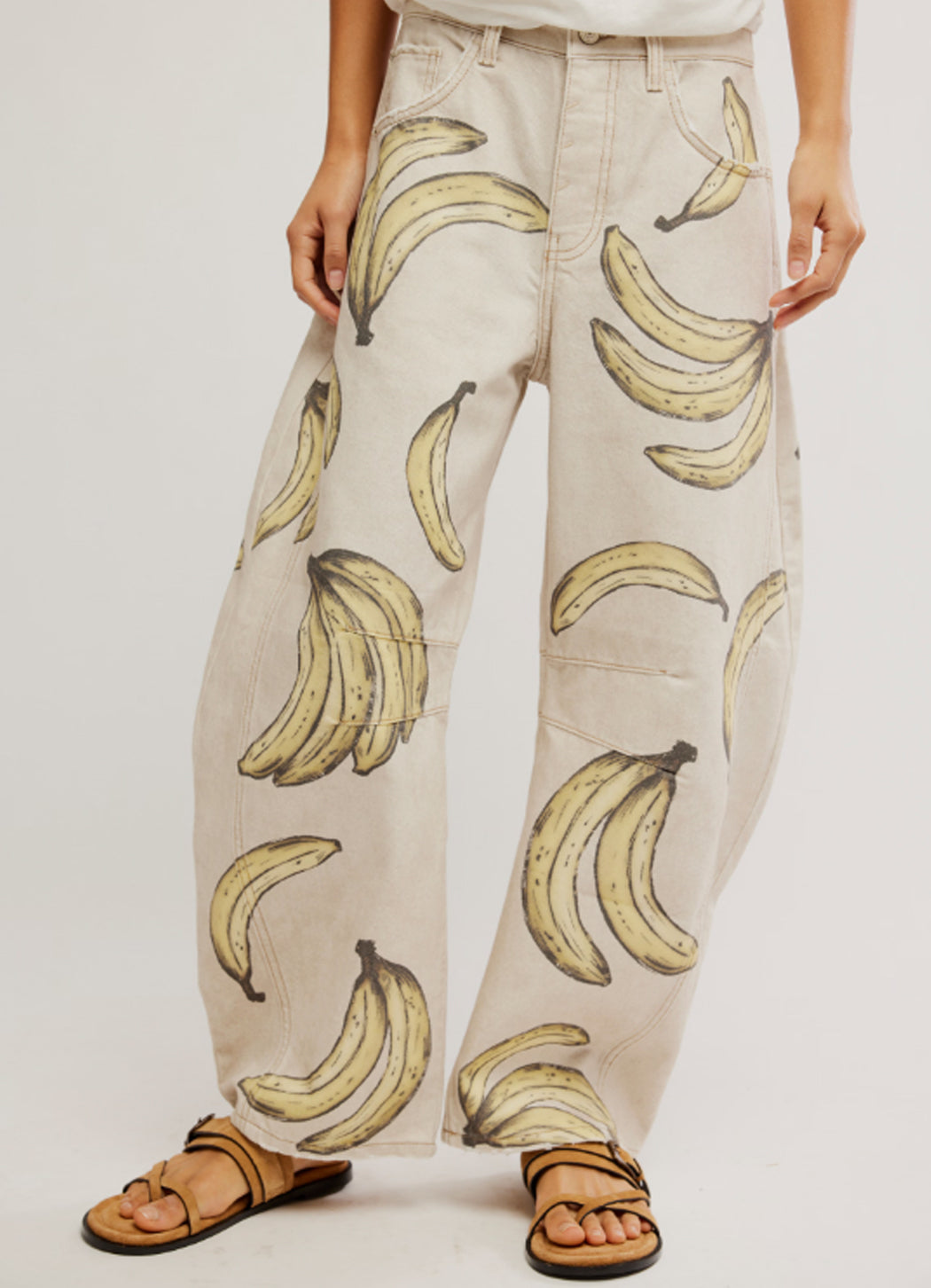 Free People Good Luck Printed Barrel Jeans