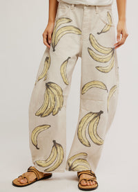 Free People Good Luck Printed Barrel Jeans