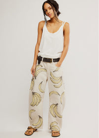 Free People Good Luck Printed Barrel Jeans