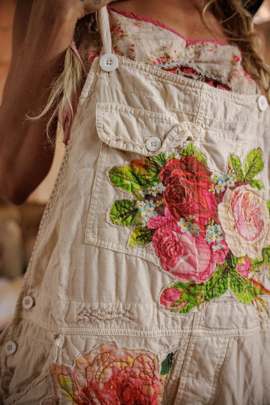 Magnolia Pearl Birch Floral Love Overalls