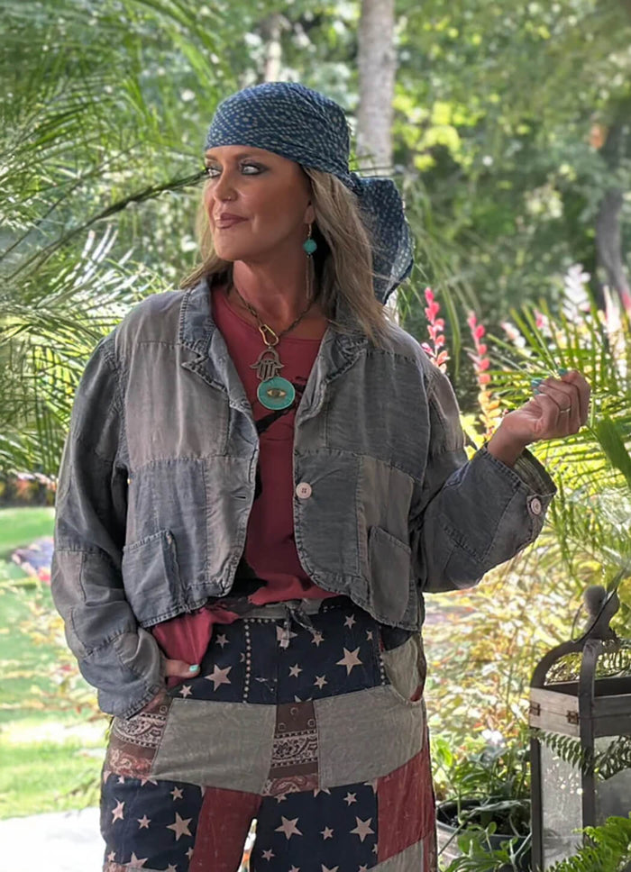 Jaded Gypsy Patchwork Skies Crop Jacket