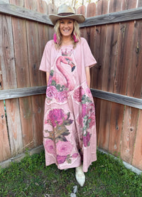 A rare Bird Pink Flamingo T-Shirt Dress