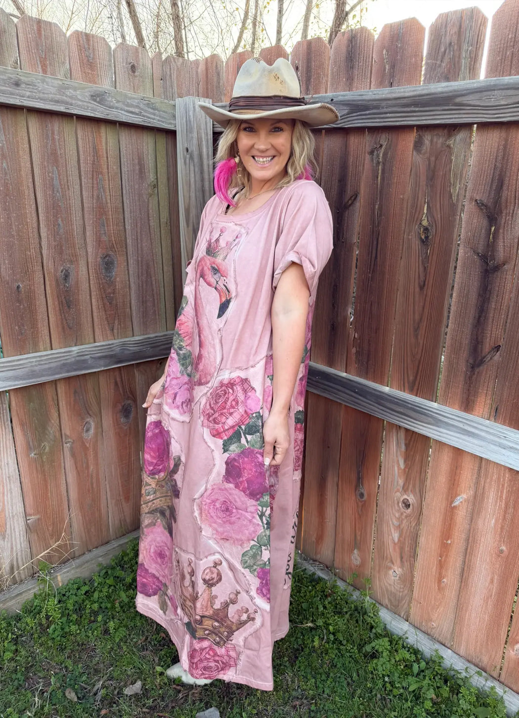 A rare Bird Pink Flamingo T-Shirt Dress