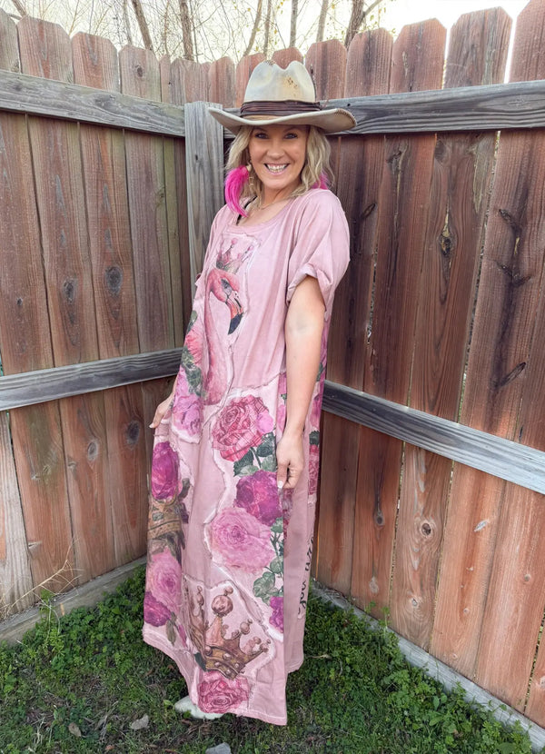 A rare Bird Pink Flamingo T-Shirt Dress