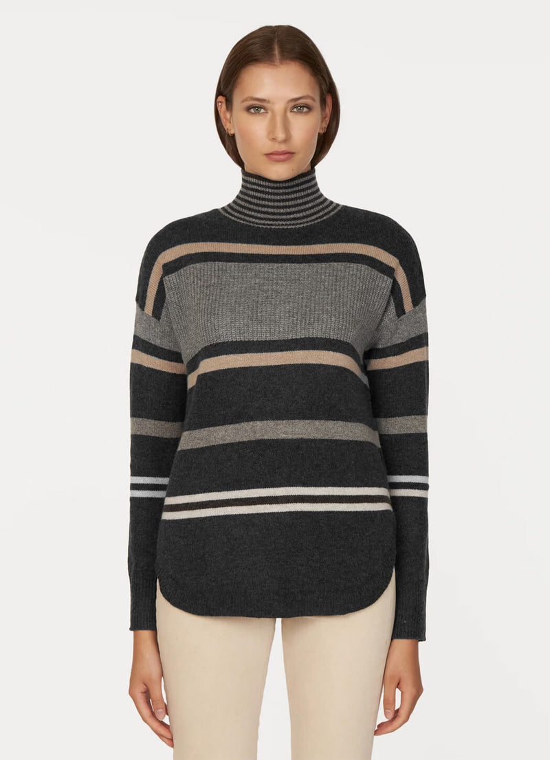 Autumn Cashmere Striped Mock Neck Sweater