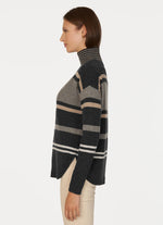 Autumn Cashmere Striped Mock Neck Sweater