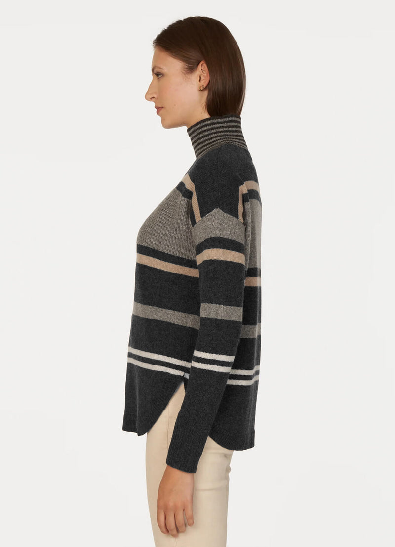 Autumn Cashmere Striped Mock Neck Sweater