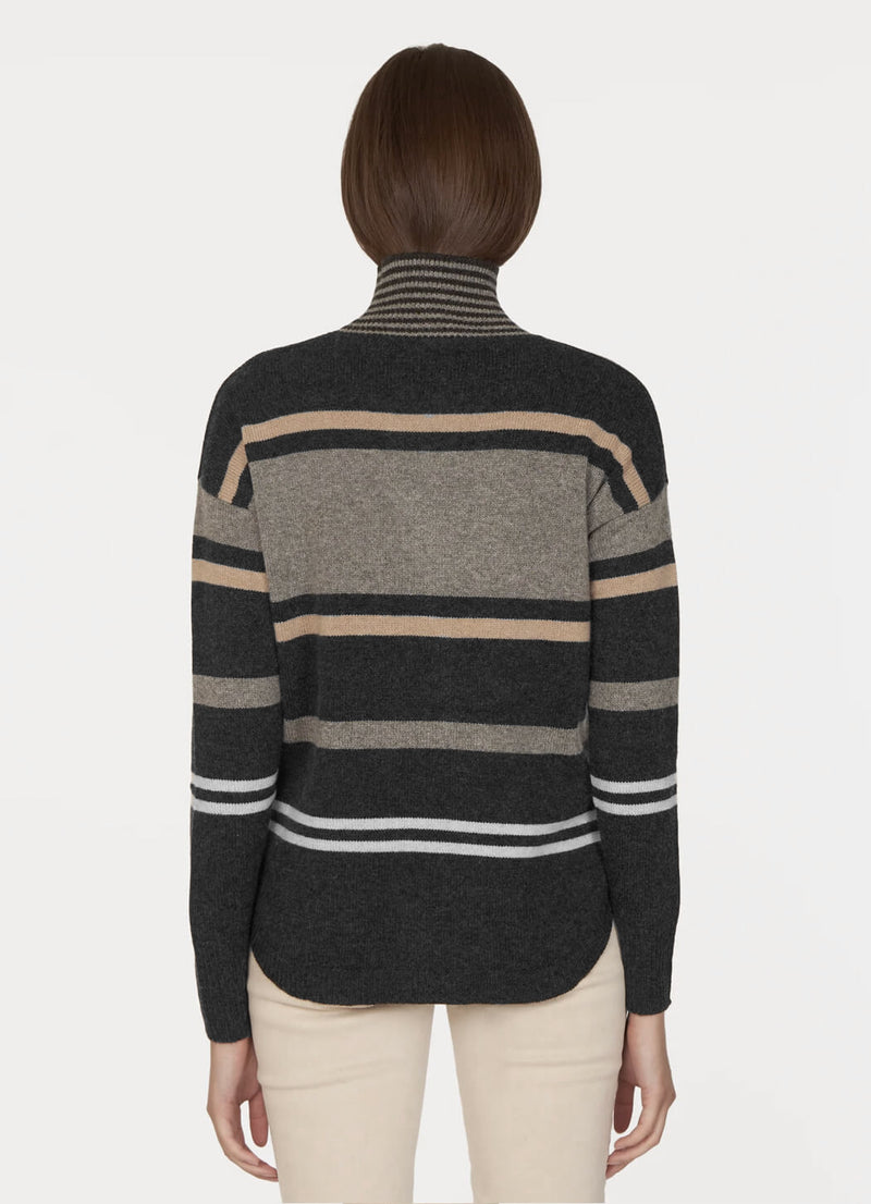 Autumn Cashmere Striped Mock Neck Sweater