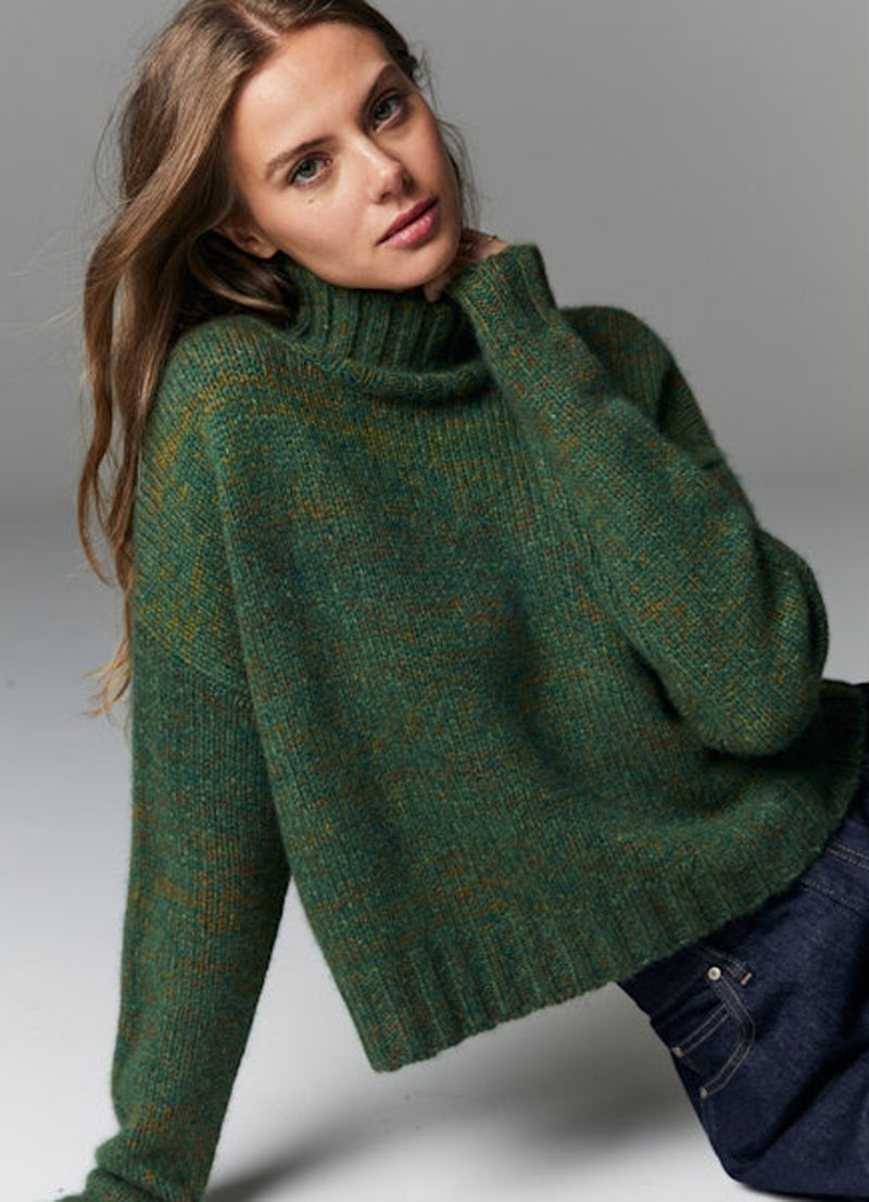 Autumn Cashmere Cropped Chunky Mock Neck Sweater