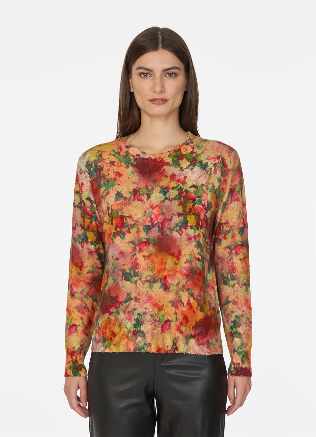 Autumn Cashmere Floral Distressed Crewneck