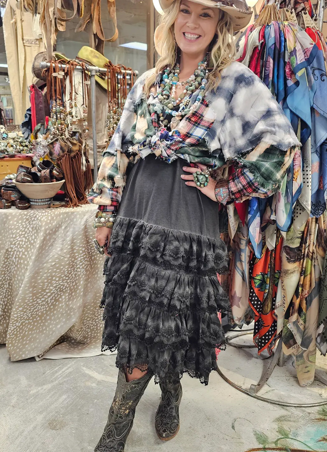 A Rare Bird Distressed Ruffle Slip Dress