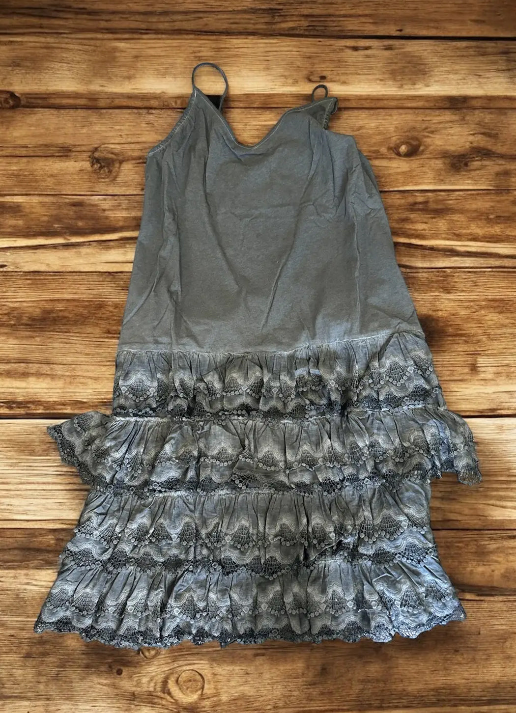 A Rare Bird Distressed Ruffle Slip Dress