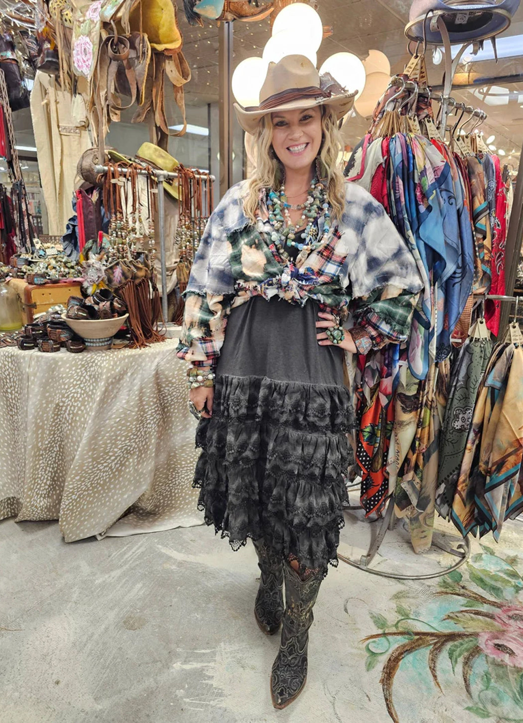 A Rare Bird Distressed Ruffle Slip Dress