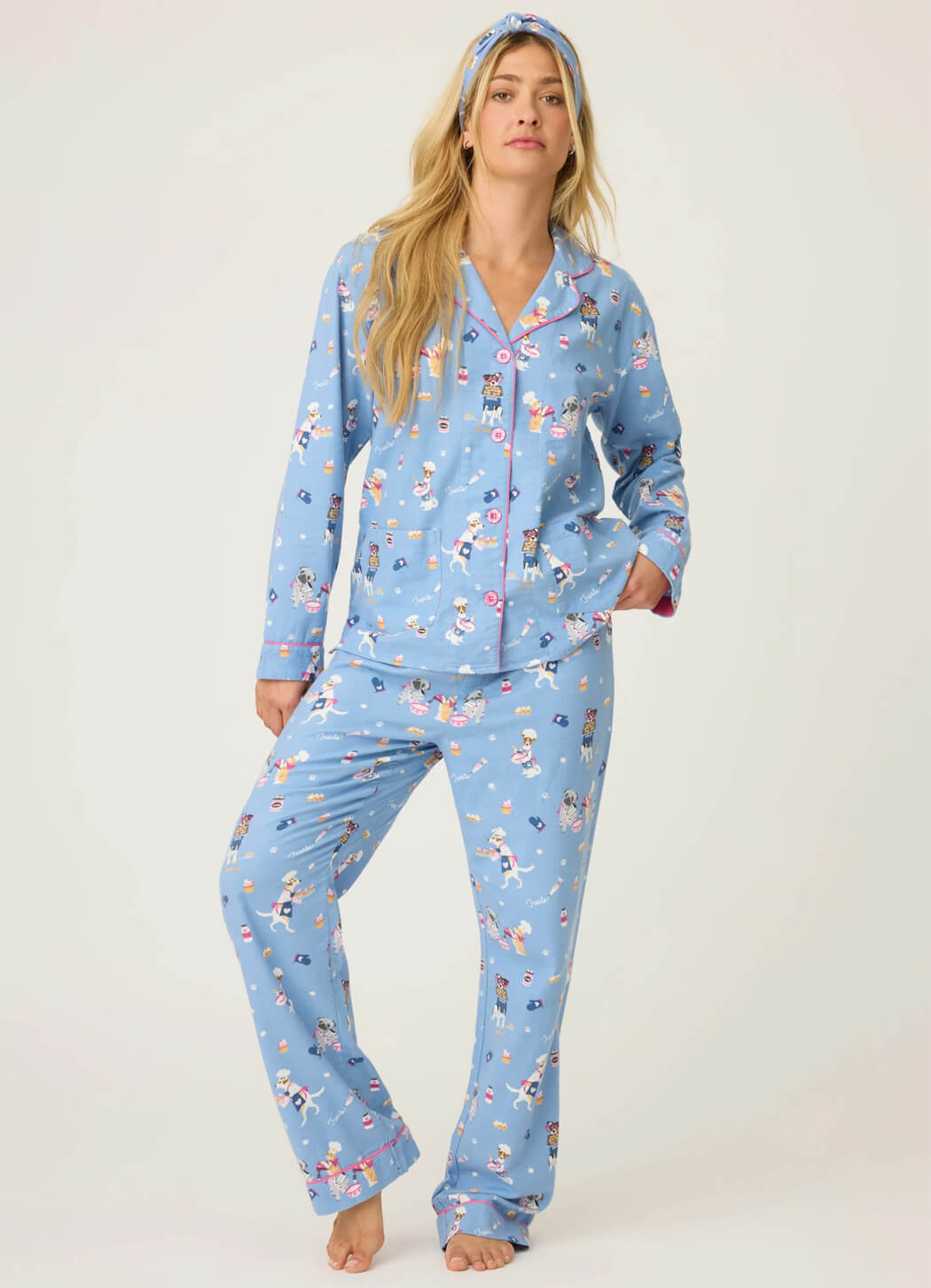 PJ Salvage Baked Woof Love Dog Print Flannel 3 Piece Set