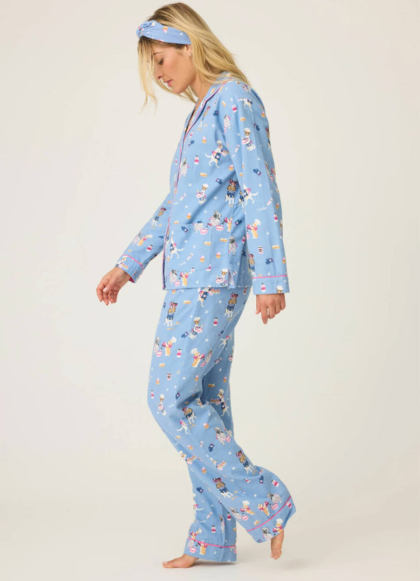 PJ Salvage Baked Woof Love Dog Print Flannel 3 Piece Set