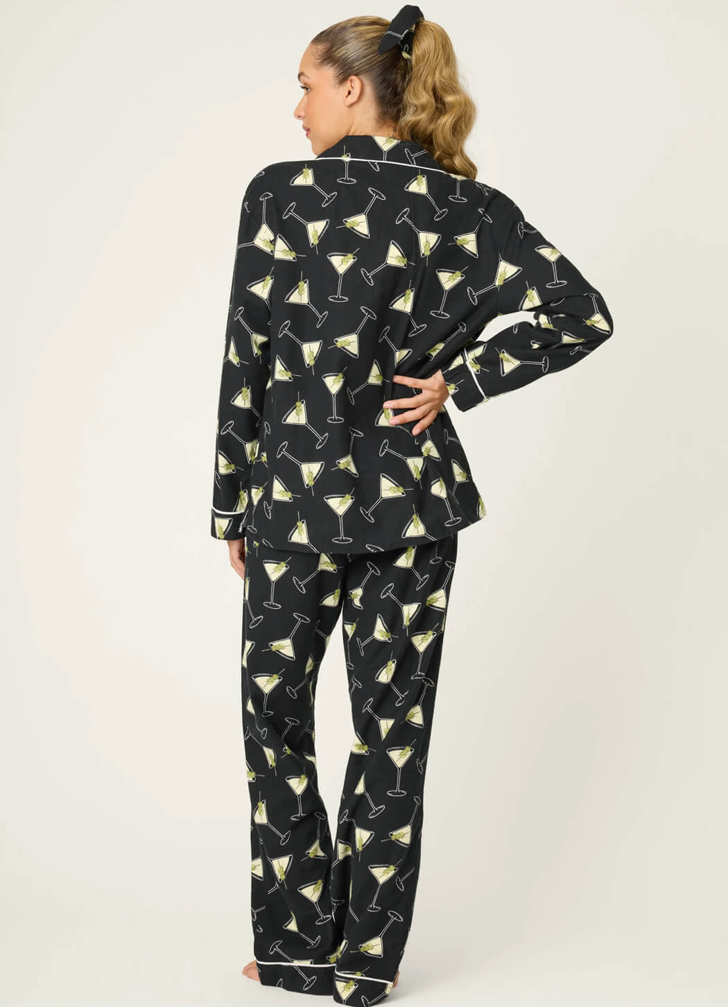 PJ Salvage Merrier With A Martini 3 Piece Flannel PJ Set
