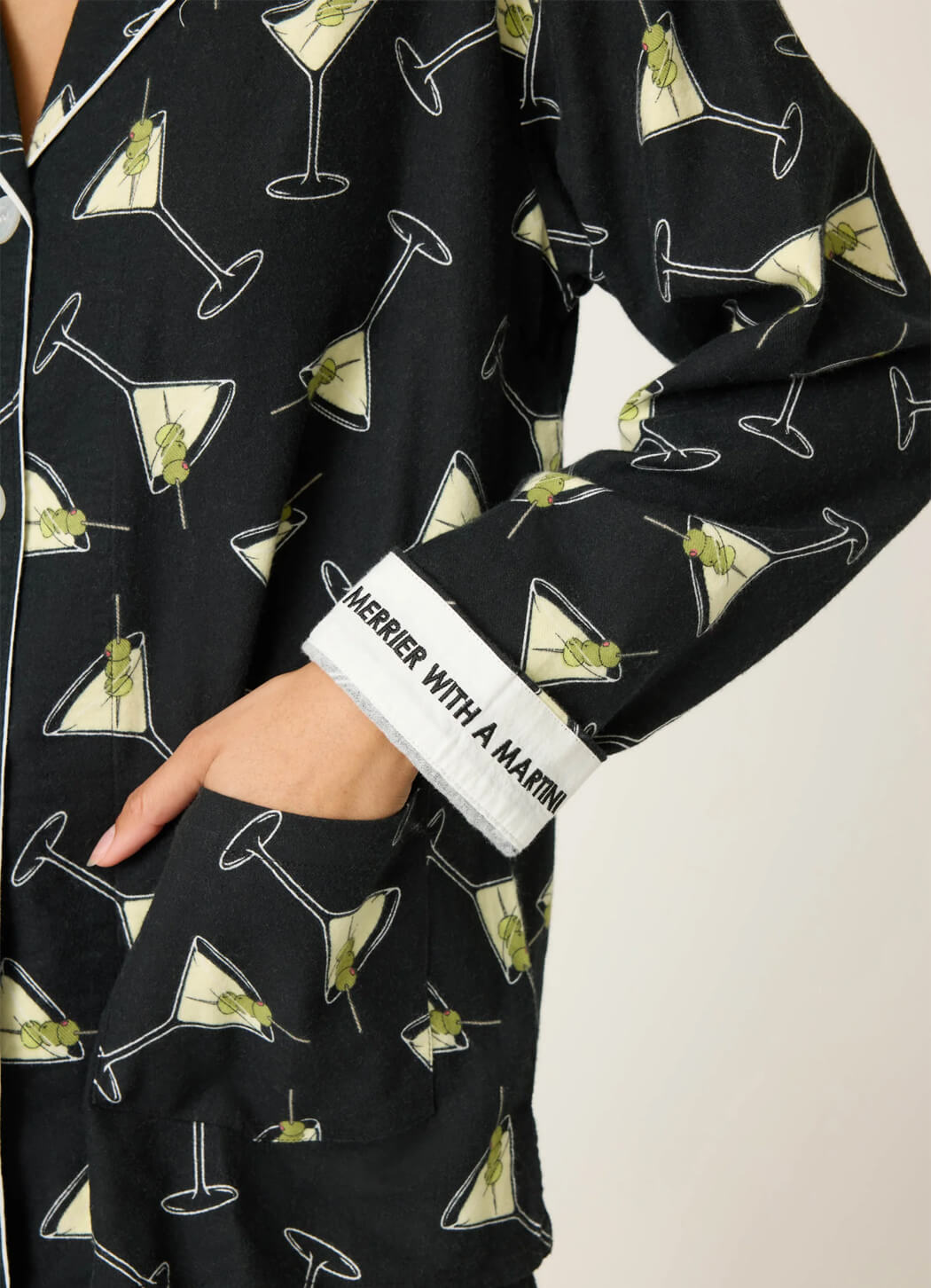 PJ Salvage Merrier With A Martini 3 Piece Flannel PJ Set