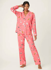 PJ Salvage Cat Print "Lets Get Fizzical" Flannel Pajamas