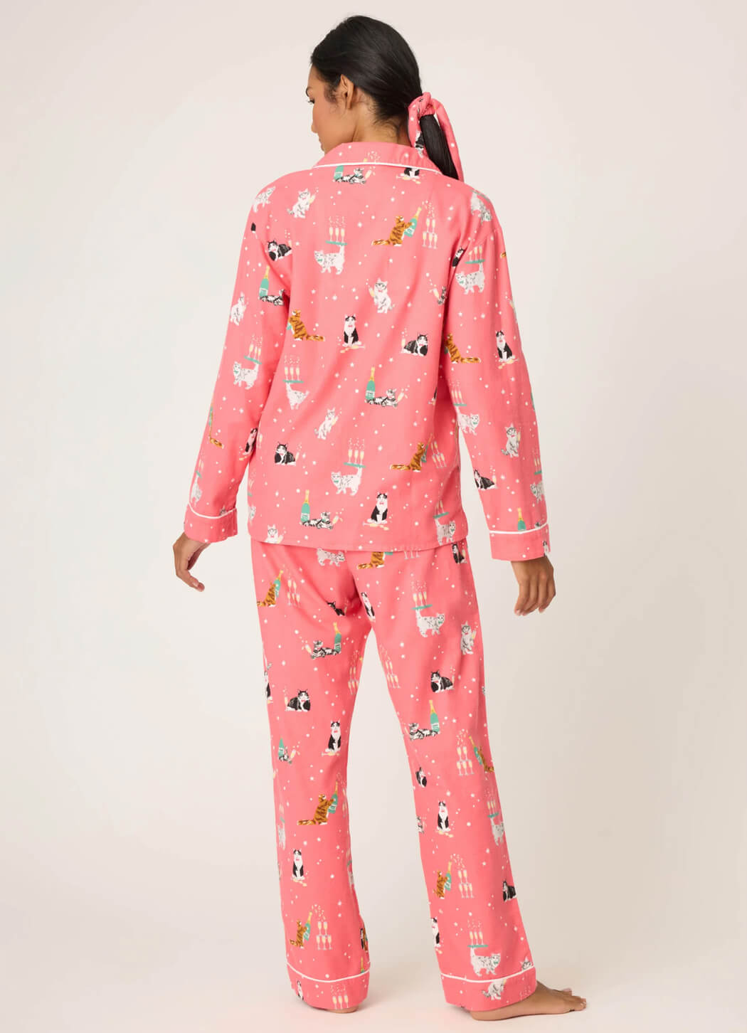 PJ Salvage Cat Print "Lets Get Fizzical" Flannel Pajamas
