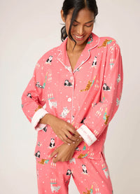 PJ Salvage Cat Print "Lets Get Fizzical" Flannel Pajamas