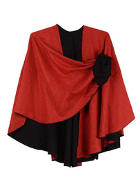 Rapti Fashion Reversible Cashmere Buckle Shawl - Red/Black