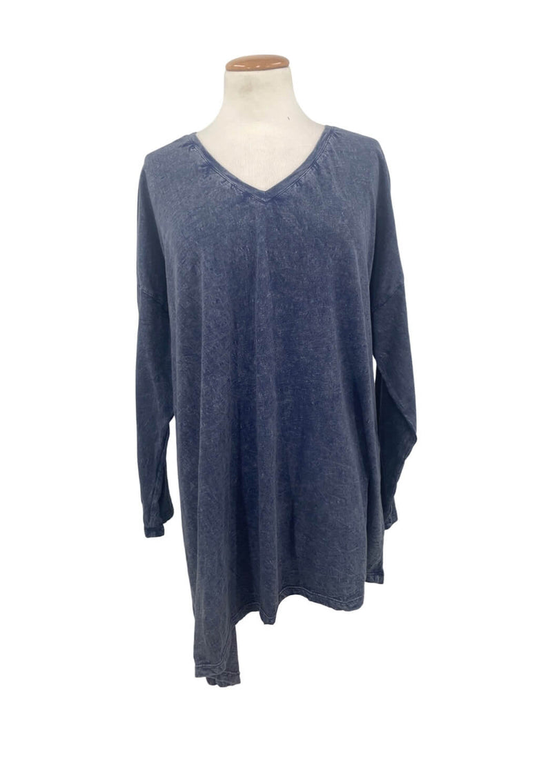 Krista Larson Solid V Neck T Shirt Long Sleeve