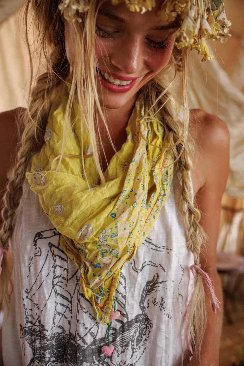 Magnolia Pearl MP Floral Tassel Scarf