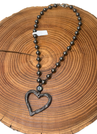 Belle Via Jewelry Open Heart Pearl Necklace