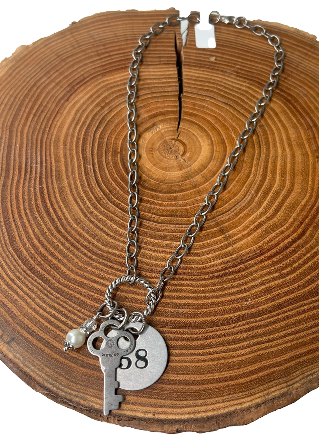 Belle Via Jewelry Vintage Tool Tag Cluster Necklace