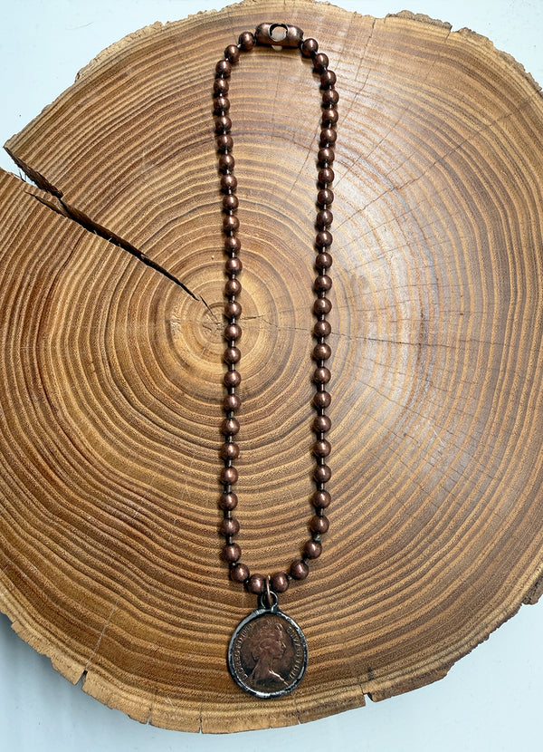Belle Via Jewelry One-Of-A-Kind Vintage Copper Coin Necklace