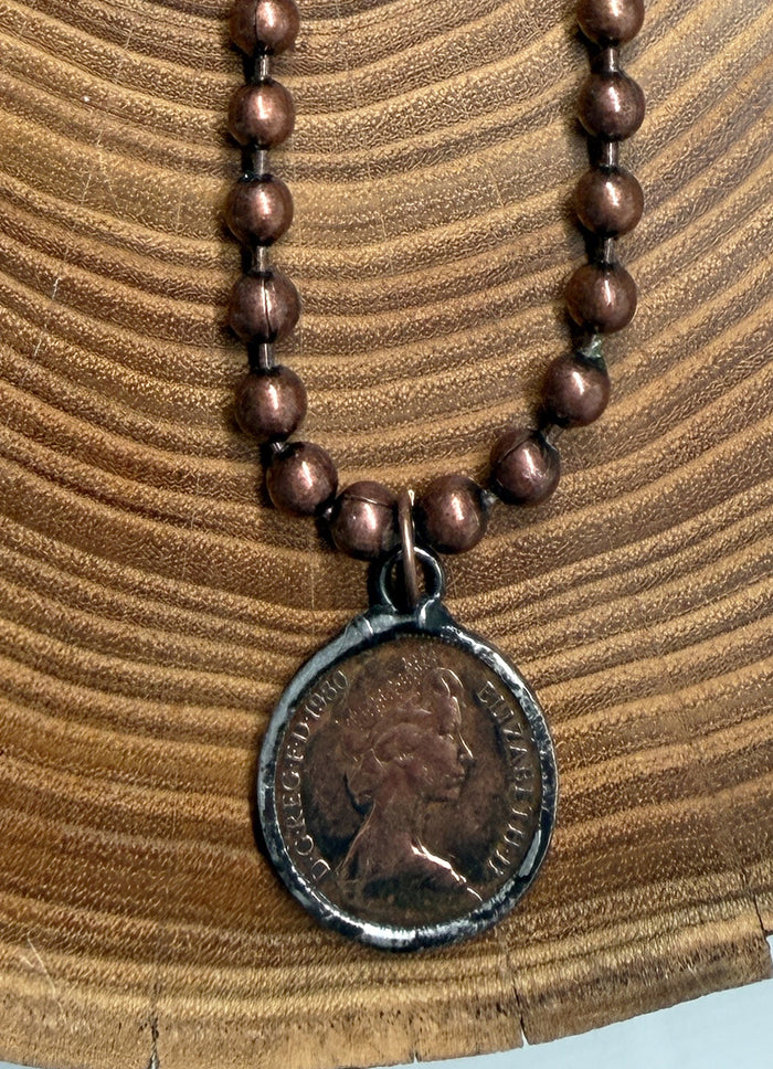 Belle Via Jewelry One-Of-A-Kind Vintage Copper Coin Necklace