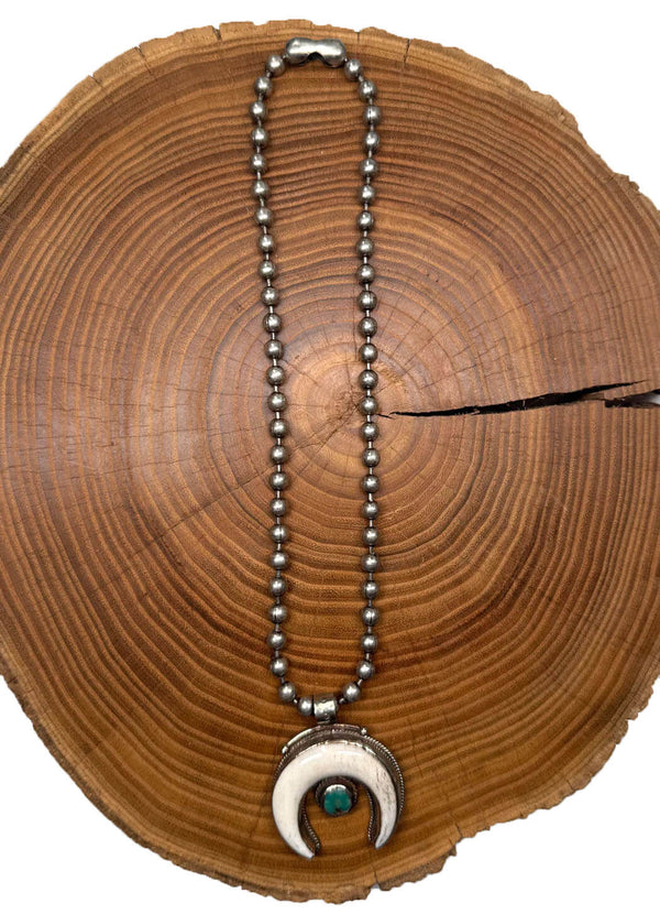 Belle Via Jewelry One-Of-A-Kind Wild Buffalo + Turquoise Horn Necklace