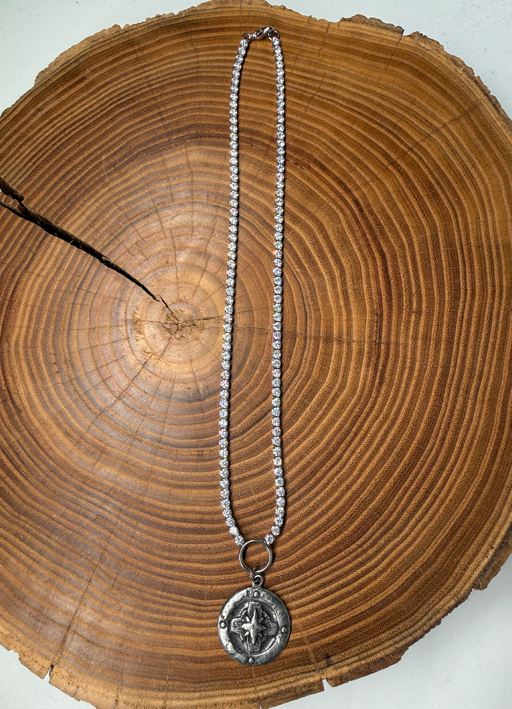 Belle Via Jewelry Rhinestone Tennis Chain Necklace