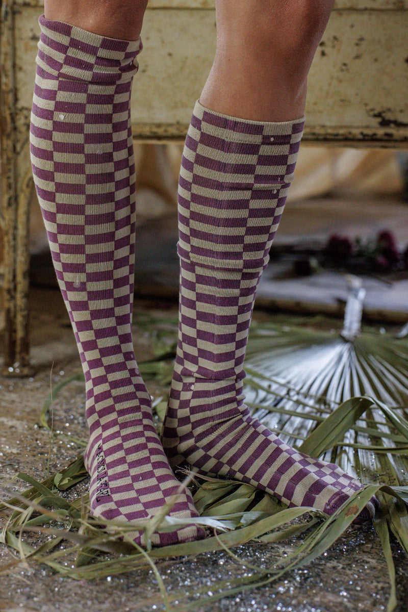 Magnolia Pearl Checkered OTK Socks