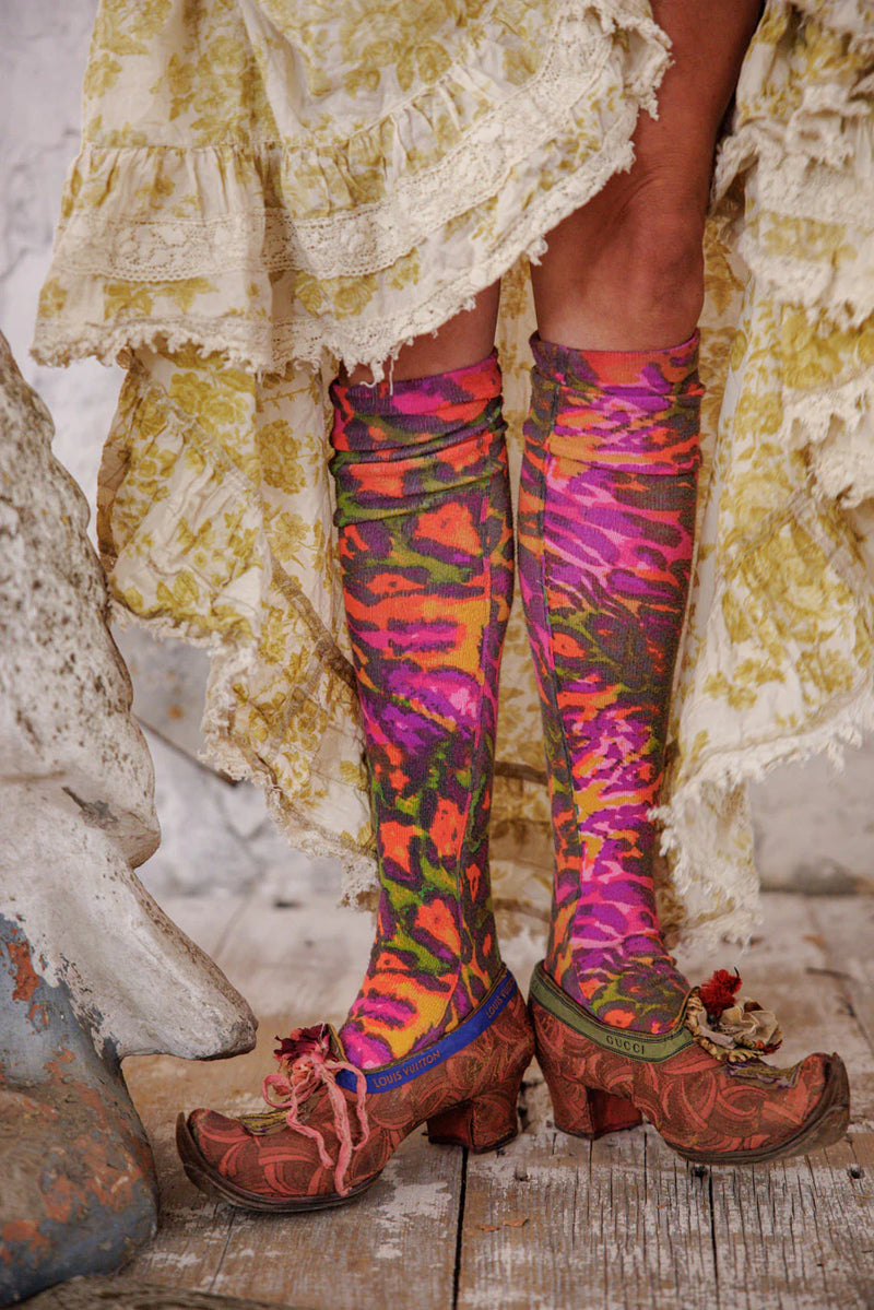 Magnolia Pearl Neon Leopard OTK Socks