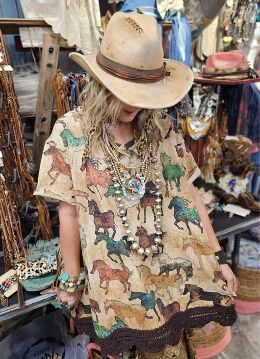 A Rare Bird Spirit Horses Lace Shirt