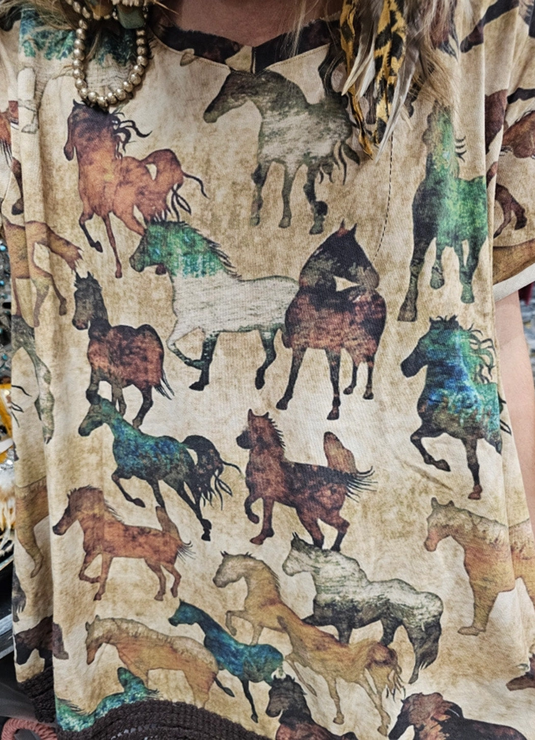 A Rare Bird Spirit Horses Lace Shirt