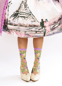 Sock Candy Heart Floral Sheer Crew Sock
