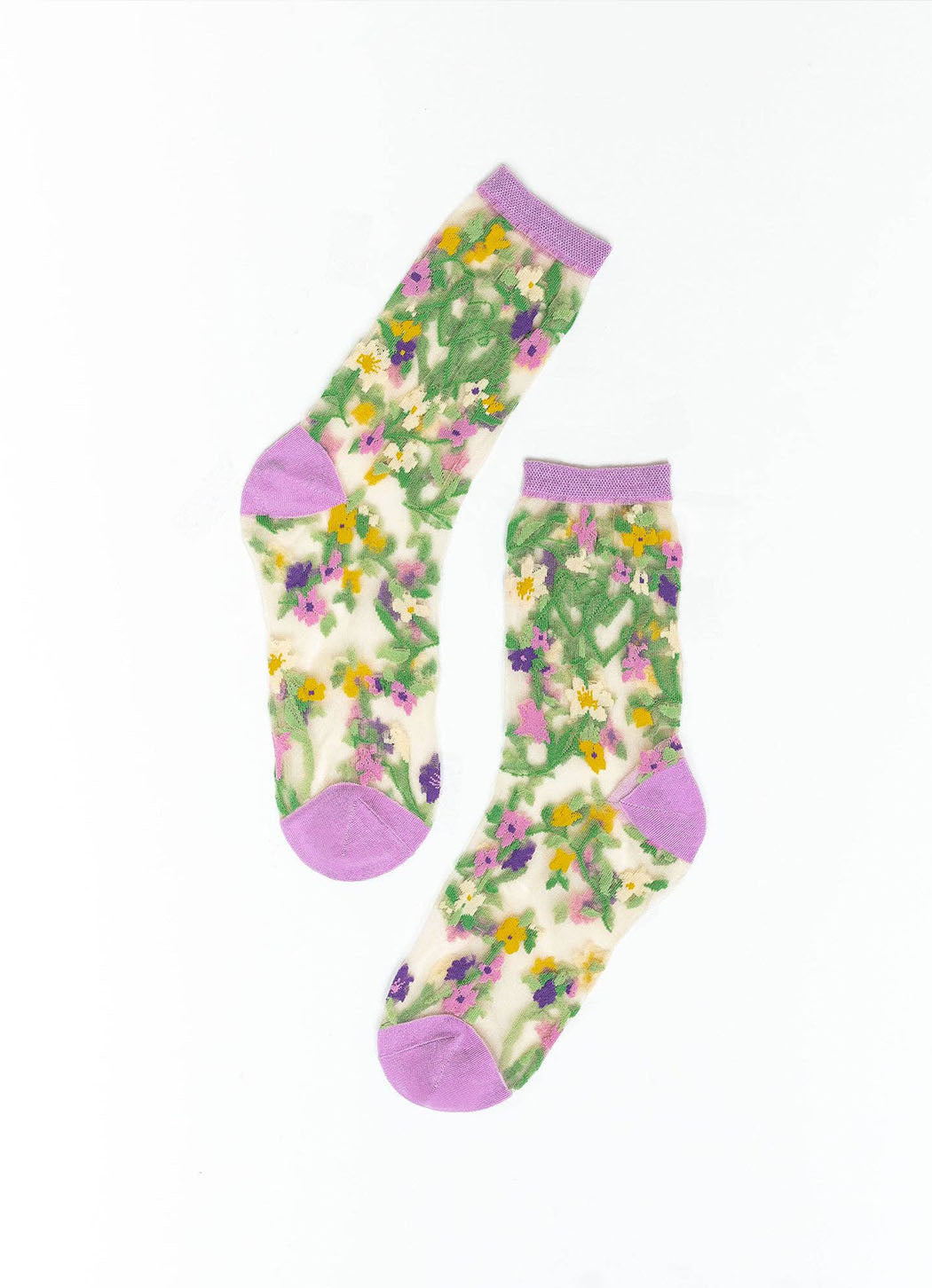 Sock Candy Heart Floral Sheer Crew Sock