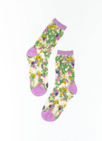 Sock Candy Heart Floral Sheer Crew Sock