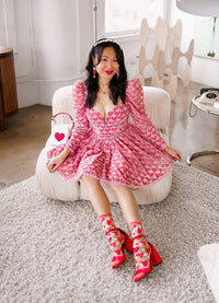Sock Candy Strawberry Daisy Ruffle Sheer Crew Sock