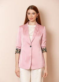 Jessie Liu Satin Jacket with Contrast Lining