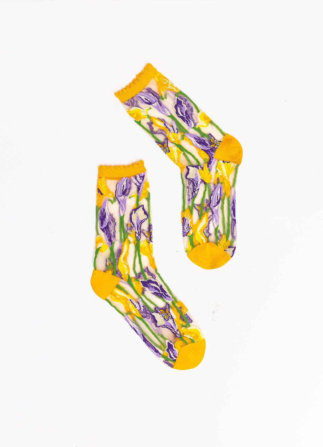Sock Candy Calla Lily Ruffle Sheer Crew Sock