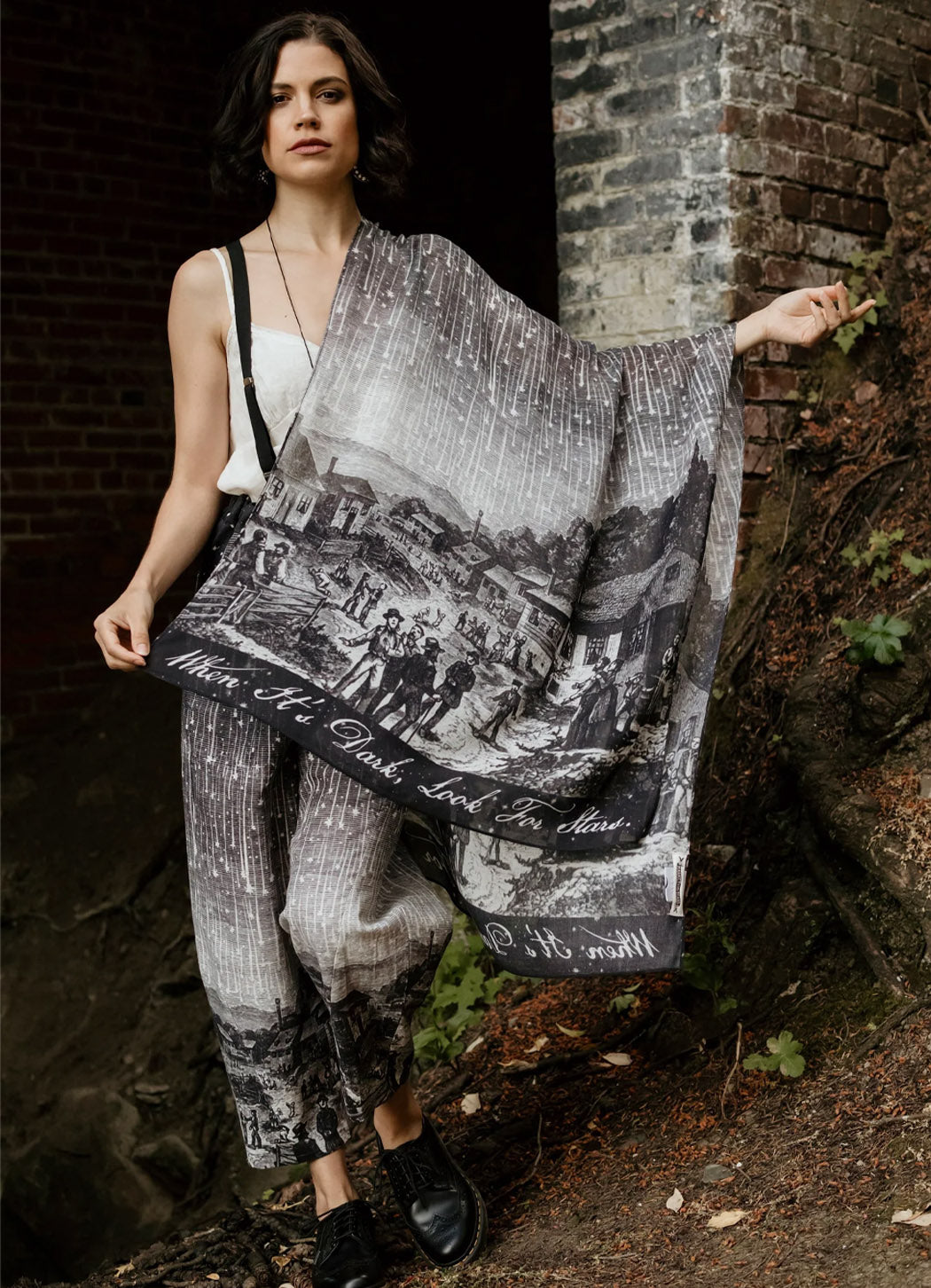 Market of Stars Stargazer Bohemian Scarf with Falling Stars