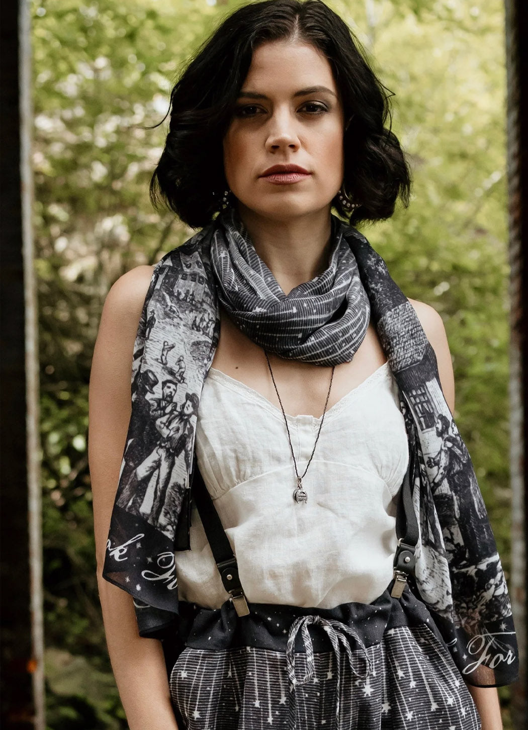 Market of Stars Stargazer Bohemian Scarf with Falling Stars